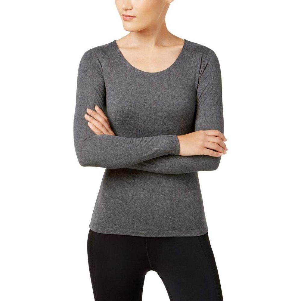 32 Degrees Heat Cozy Extra Warm Long Sleeve Scoop Neck Top Charcoal Size XL New